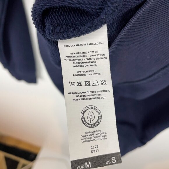 SUSPICIOUS ANTWERP Embroidered Skull Crew Neck Navy Blue Sweatshirt Size S - Picture 6 of 6